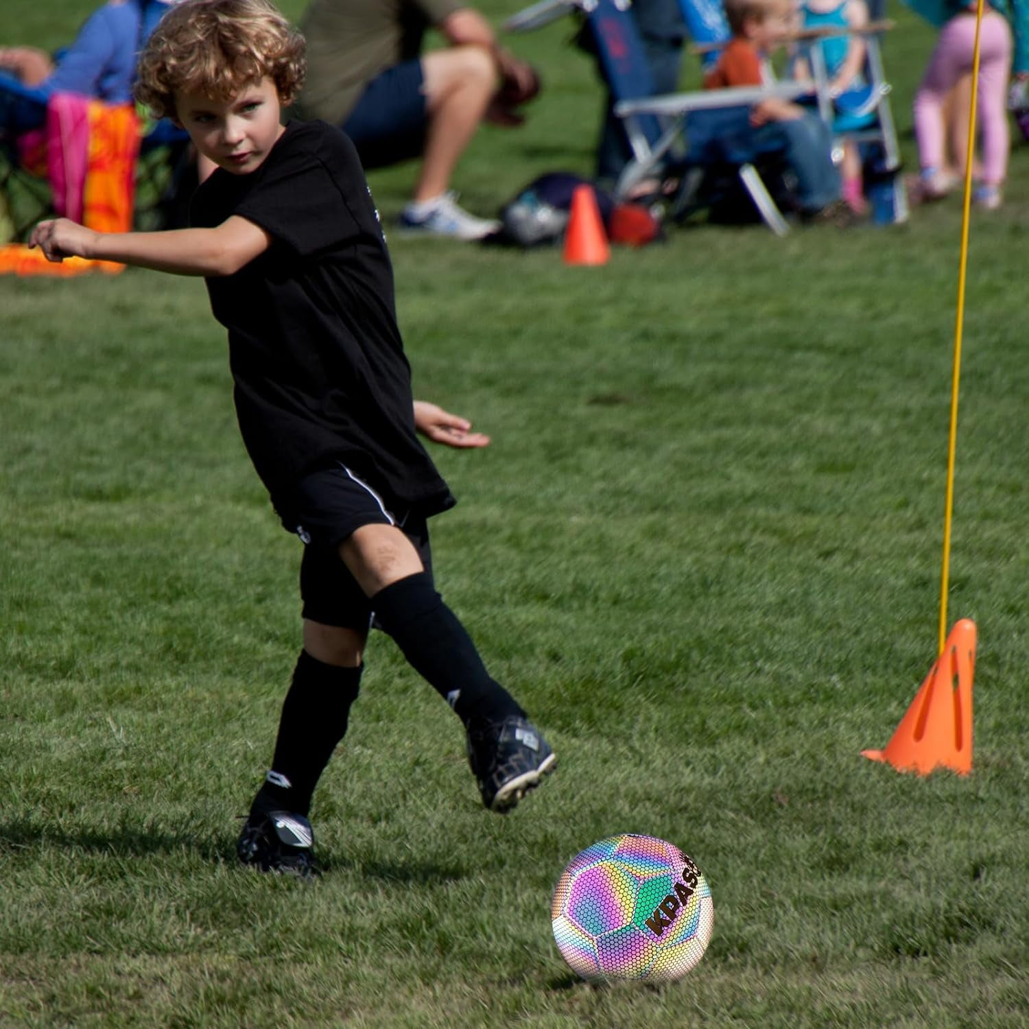 Soccer Ball, Holographic Soccer Ball Reflective Glowing Soccer Ball Gift for Boys, Girls, Youth, Men Indoor-Outdoor Soccer Training & Night Games