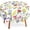 Wildflower Colorful Floral Leaves, variant on Round Table Cloth 60 Inch,White Daisy Flower Tablecloth Waterproof Stain Resistance Wrinkle Polyester Circle Table Cover for Home Kitchen Dining Party Camping Pinic Decor