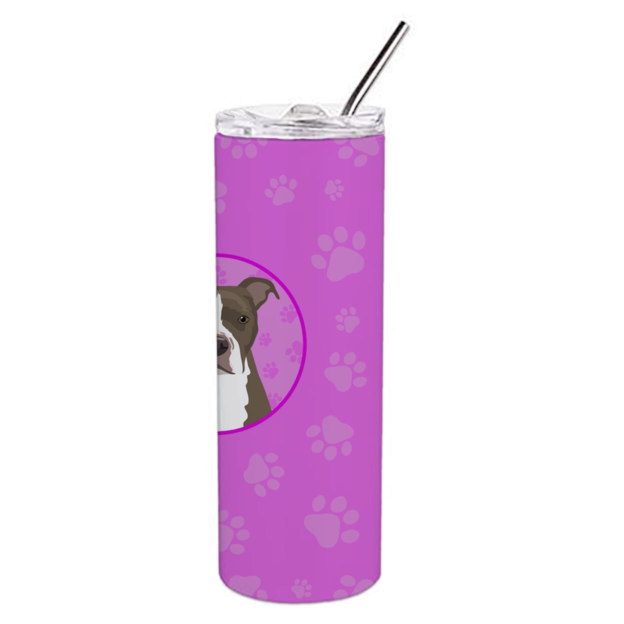 Carolines Treasures WDK1370TBL20 Pit Bull Blue Design6 Stainless Steel 20 oz Skinny Tumbler Pink 20 oz multicolor