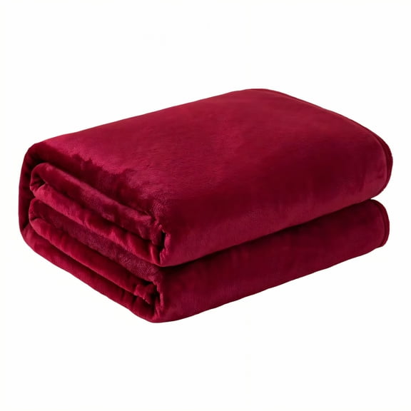 AUQ Throw Blanket,Thick Flannel Fleece Couch Throw Blanket,Deep Warmth Bed Blanket,WineRed,70*78in