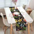 thumbnail image 3 of Spring Summer Tropical Table Runners, Palm Leaves and Pink Yellow Flowers Seasonal Table Runner, Black Background Farmhouse Floral Kitchen Dinner Party Table Decor, 13X108IN, 3 of 4
