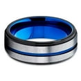 thumbnail image 2 of Silly Kings Jewelry Blue Tungsten Ring - Grey Wedding Band - Blue Tungsten Band - Mens Ring (13), 2 of 3