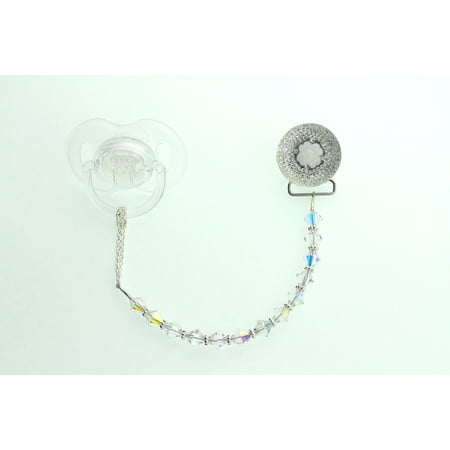 Sparkly Flower Crystal with Swarovki Crystals Pacifier Clip