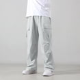 thumbnail image 3 of DJDLJWCJ Teen Boys School Uniform Pants Straight Fit Wide Leg Cargo Pants Elastic Waist Comforty Lightweight Pants Gray Size 12, 3 of 6