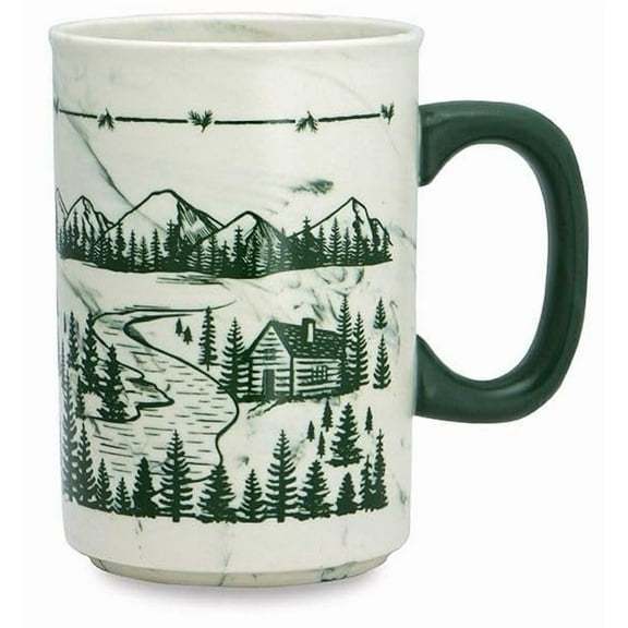 Cape Shore 18oz Heavy Stoneware Sema Pottery Mug, Mountain Scene