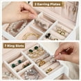 thumbnail image 4 of Simperf Jewelry Box for Women, 3-Layer Leather Jewelry Holder Organizer, with 2 Drawers, Large Jewelry Storage Boxes, Jewelry Box with Lock and Mirror, Large Storage Space for Ring, Necklace, Earring, 4 of 8
