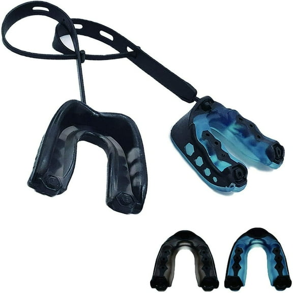 Peralng 2 Pieces Moldable Braces Mouthguard Football Mouthpiece Sports for Braces Professional Sports with Strap