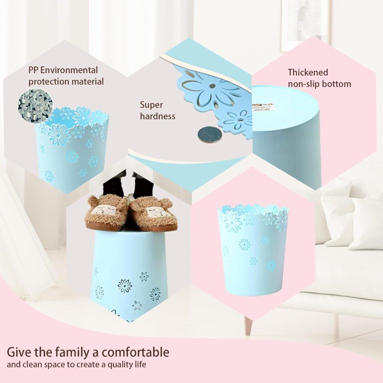 Hollow Flower Lace Trash Can Small Purple Waste Paper Bin - 6.3 Inch ...