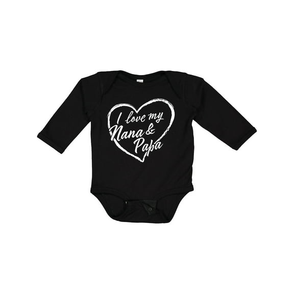 Inktastic I Love My Nana and Papa in White Chalk Heart Boys or Girls Long Sleeve Baby Bodysuit