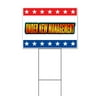 Under New Management Stars Stripes (18" x 24") Yard Sign, Includes Metal Step Stake