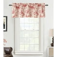 thumbnail image 5 of DriftAway Toile Linen Lined Valance Double Layer Thermal Room Darkening Blackout Window Valance Curtain for Kitchen Bathroom Farmhouse French Country Vintage Printed Pattern Single 52 x 18 Inch Red, 5 of 8