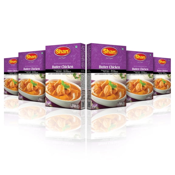 Shan - Butter Chicken ESF27 Seasoning Mix (50g) - Spice Packets for Chicken in Butter Sauce (Pack of 6)