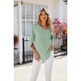 thumbnail image 2 of Anbech Women's 3/4 Sleeve Chiffon Blouse Shirt 2024 Trendy V-Neck Flowy Elegant Business Casual Tshirt, 2 of 7