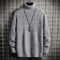 thumbnail image 1 of Suéter de cuello alto para hombre de otoño e invierno, suéter coreano ajustado con dos solapas y rombos, suéter de manga larga, 1 of 6