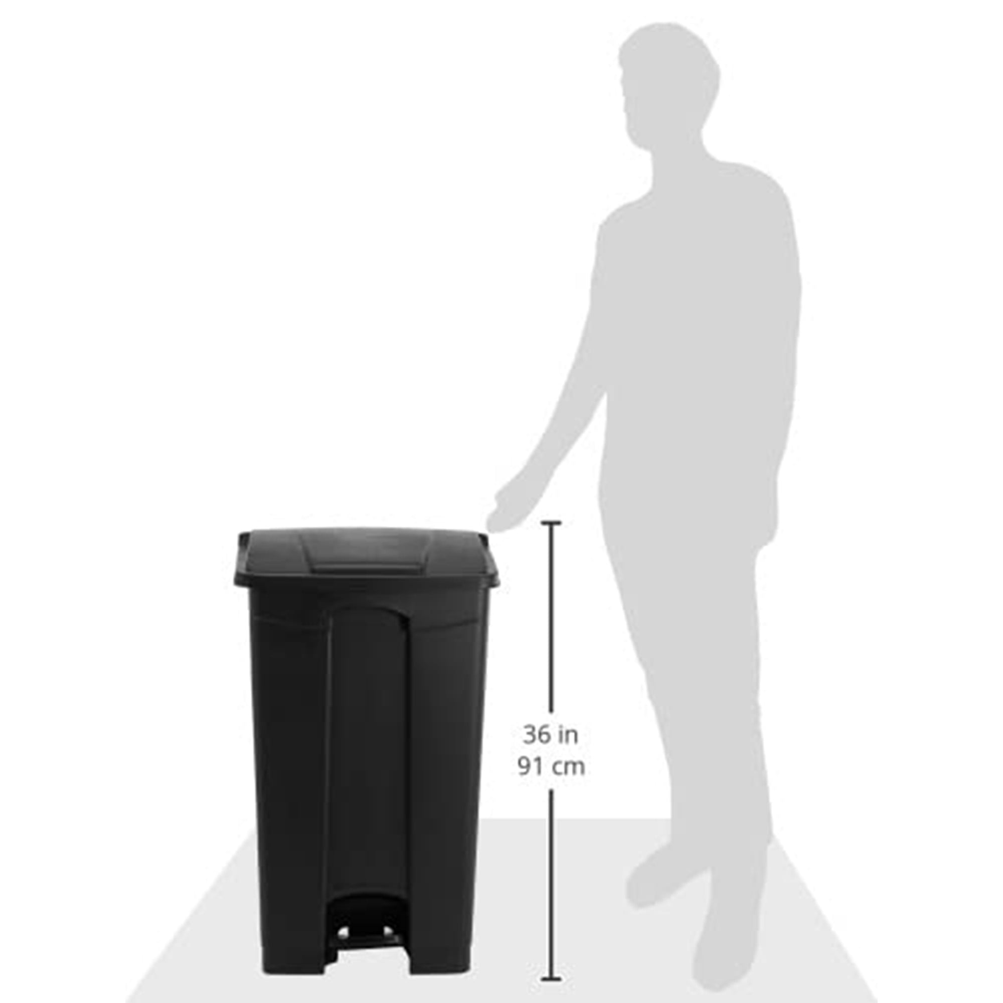 Safco Hands Free Plastic Step-On Receptacle Trash Can - 23 Gallon in Black