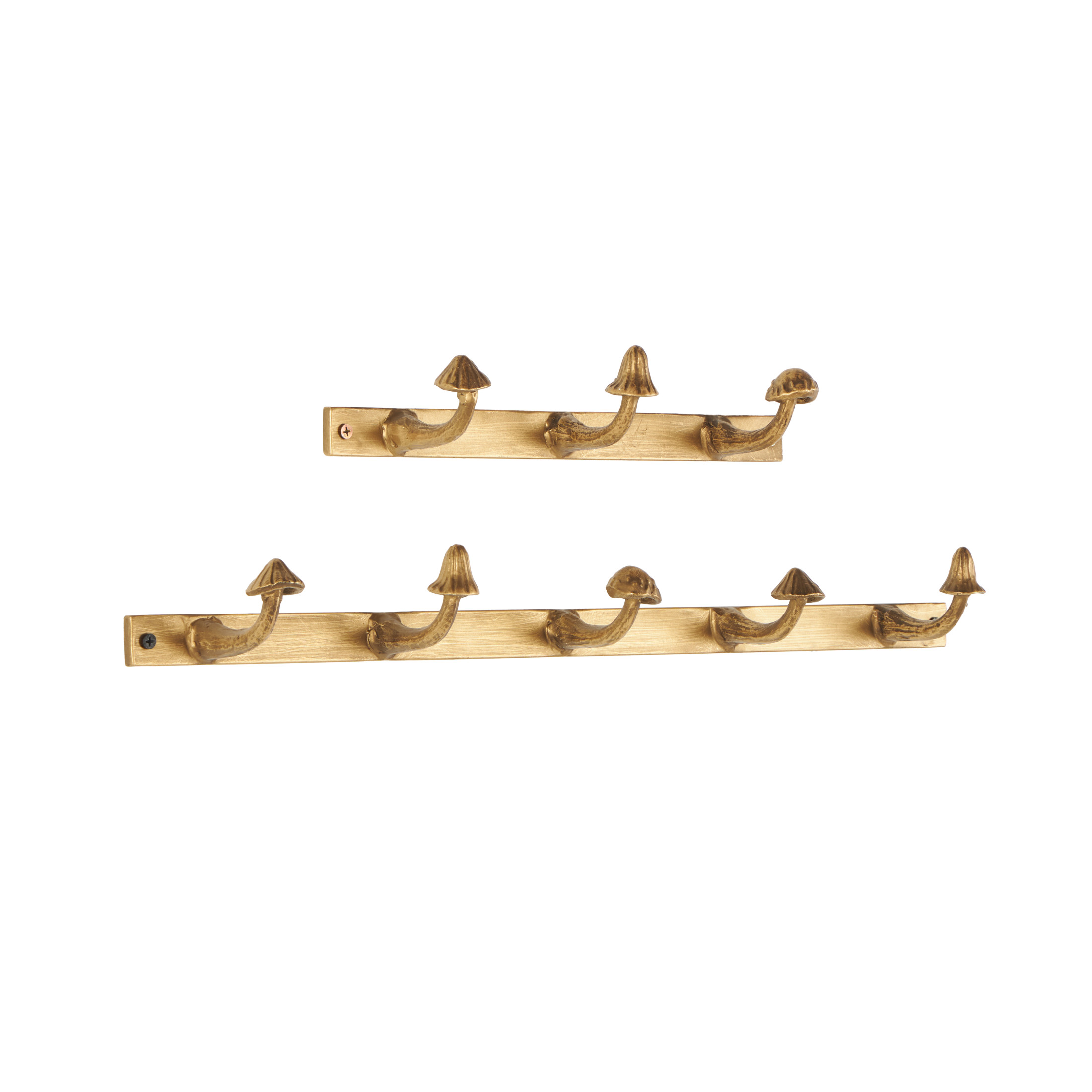 DecMode 23", 13"W Gold Metal 8 Hanger Mushroom Wall Hook, 2-Pieces