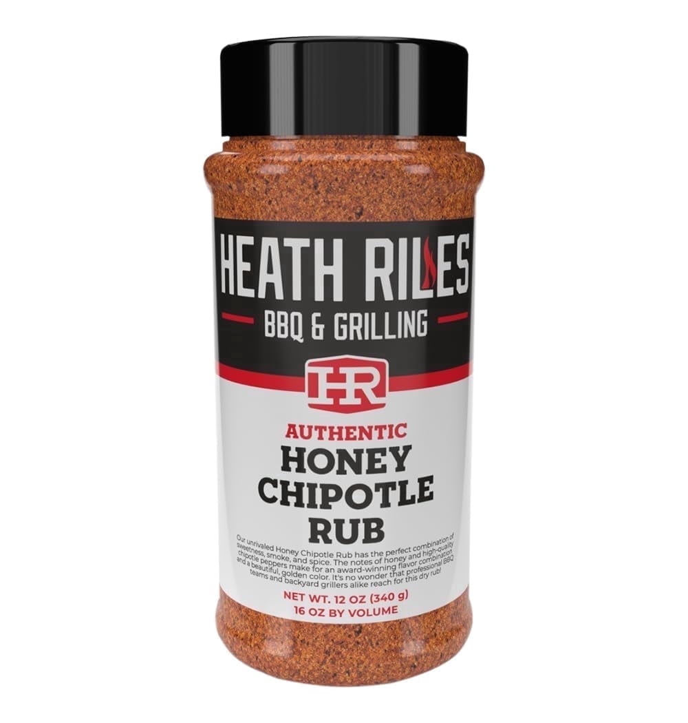 (2 pack) Heath Riles BBQ Rub Honey Chipotle Seasoning Champion Pitmaster Recipe Legendary Rubs for Smoking & Grilling 70+ BBQ Championships 12 oz