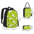 thumbnail image 2 of Disketp Green Apple Print Large Capacity Backpack Lunch Bag Pencil Case Combination 3 Piece Set for Student, 2 of 7