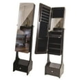 thumbnail image 1 of ViscoLogic Brooks Mirrored Jewelry Cabinet Armoire Stand, Mirror, Necklaces, Bracelets, Rings, Make up Tray and Large Drawer Base with LED Lights(Brown), 1 of 7