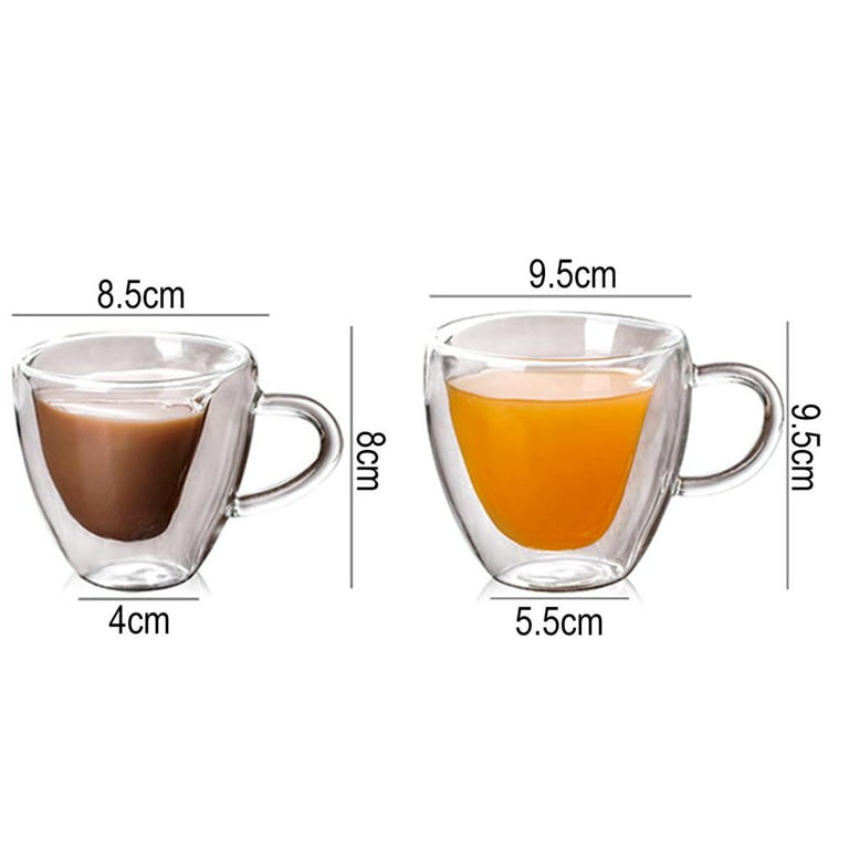 EASICOZI Heart Shaped Double Walled Insulated Glass Coffee Mugs or  Aesthetic Tea Cups, Double Wall Glass 8 oz, Clear