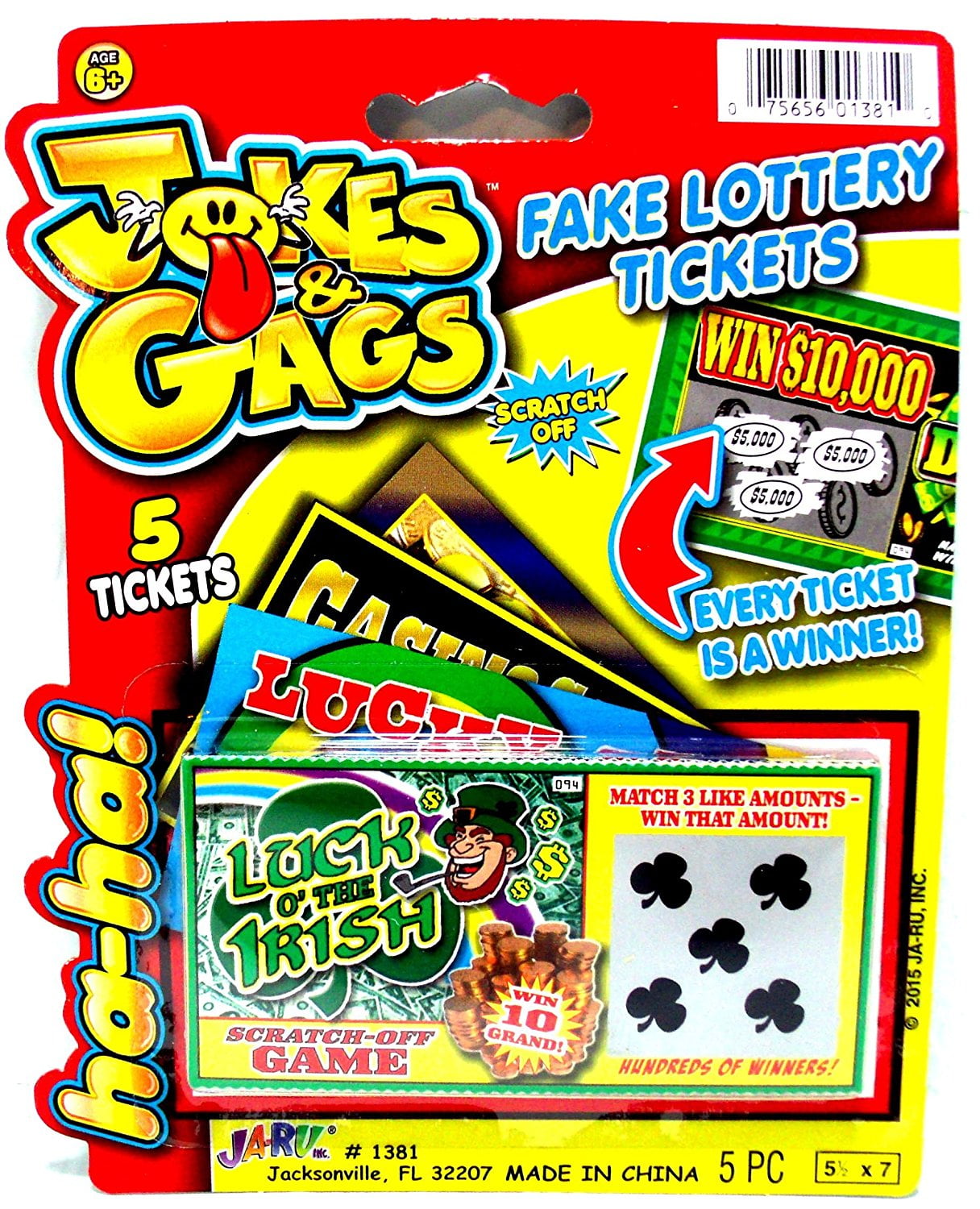 ALL WINNERS! SET OF 25 FAKE LOTTERY PRANK TICKETS 