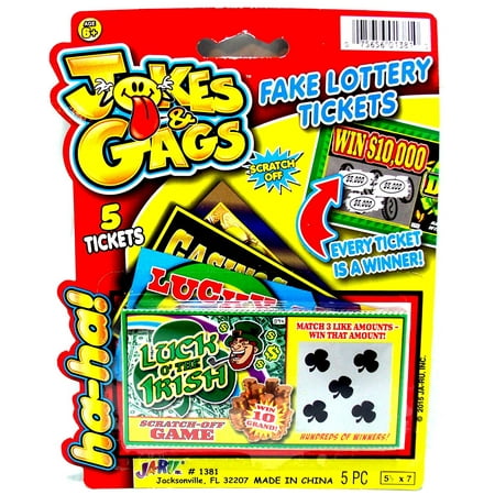 Cp Usa Practical Gag Joke - Scratch-off Fake Lottery Ticket Always Wins $5,000 - Pack of 5 Every Ticket is a