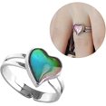 thumbnail image 2 of Anillo de humor Amor Corazón Cambio de color Sensación emocional Tamaño ajustable Anillos de humor 2 piezas (Corazón de amor) TUNC Sencillez, 2 of 5