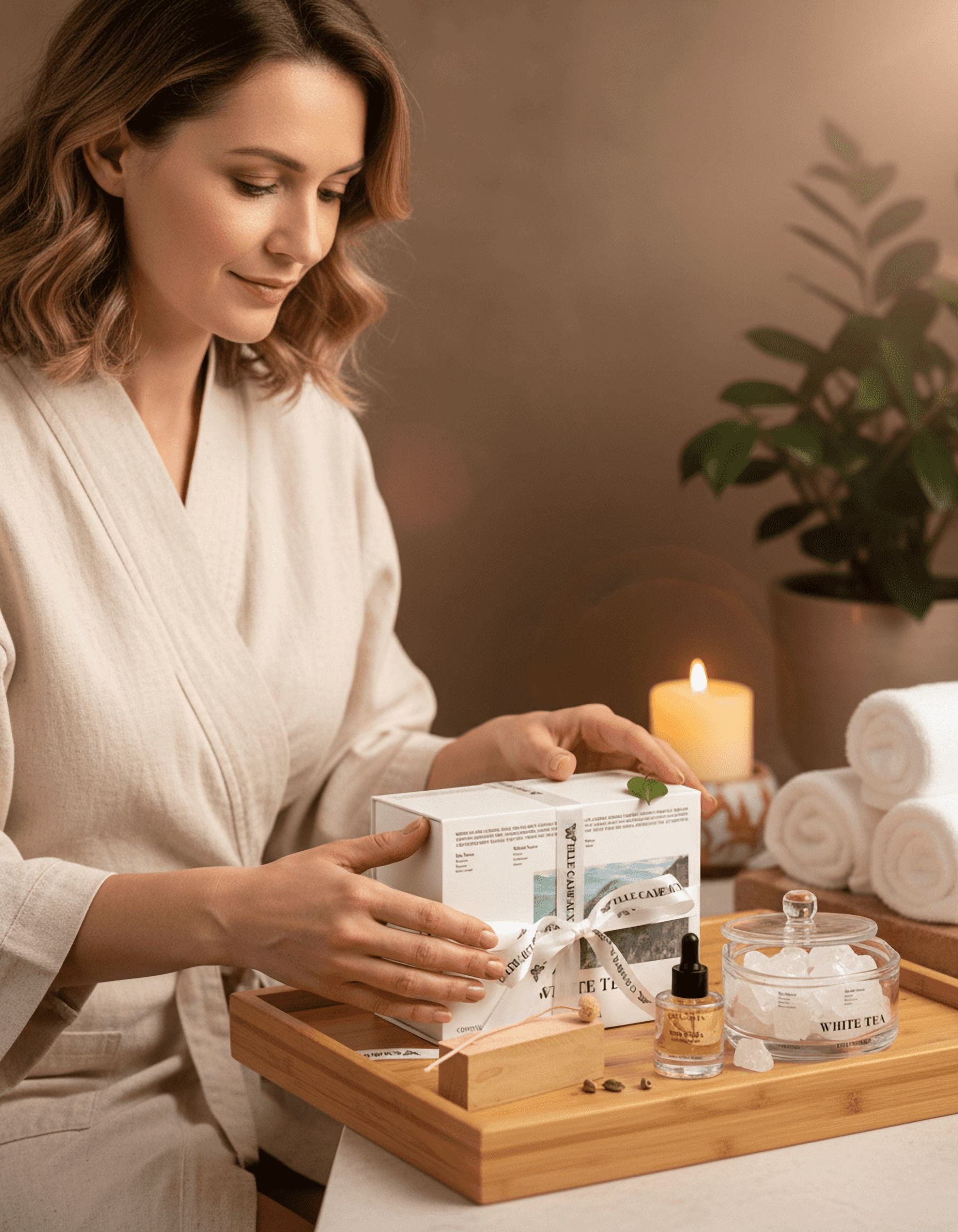 Elle Cadeaux Essential Oil Diffuser Gift Set White Tea Floral Scent with Crystals, Aromatherapy Home Fragrance, 1.06oz