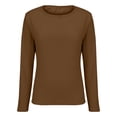 thumbnail image 4 of Chemise à Manches Longues Doublée de Polaire Thermique pour Femmes, Col Rond en Velours Double Face, Couche de Base pour Automne Hiver, Confort Chaud, Café m, 4 of 7
