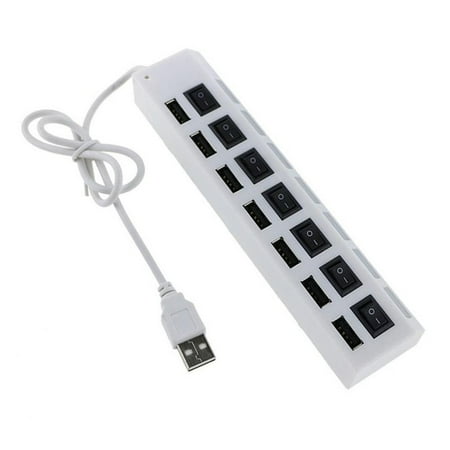 

3Pcs High Speed 4/7 Port USB Hub Power on/off Switch Expander PC Notebook Laptop Multiple Converter Adapter Splitter White