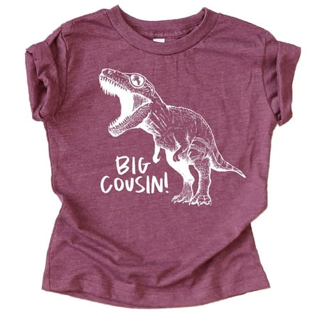 

Big Cousin Dinosaur T-Shirts for Girls and Boys Fun Family Outfits Vintage Burgundy Shirt 12 Months