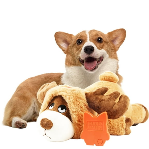 PET FULED Heartbeat Plush Toy for Dogs - Soft Cuddle Companion with Soothing Heartbeat, Washable - Comfort for Puppies & Adult Pets (Moose Brown Bear Design)