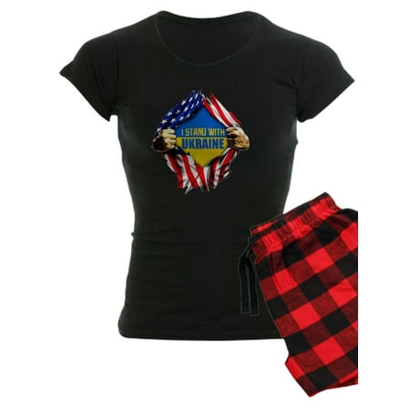 

CafePress - I Stand With Ukraine Support Ukraine Flag Pajamas - Women s Dark Pajamas
