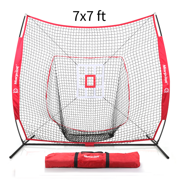 Morpilot 6pc Baseball/Softball Bundle 7x7 Hitting Net Strike Zone