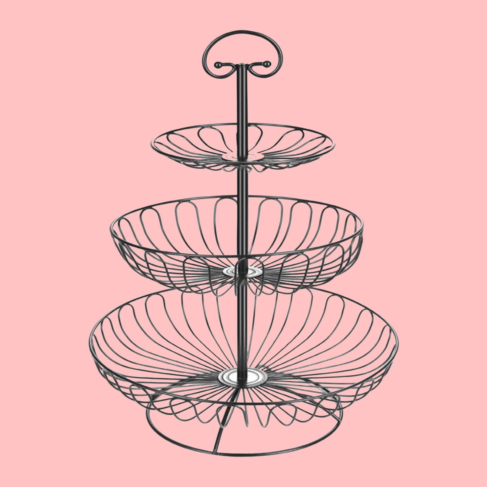 3 Tired Metal Wire Basket Bowl Rack for Home Kitchen Restaurant Black