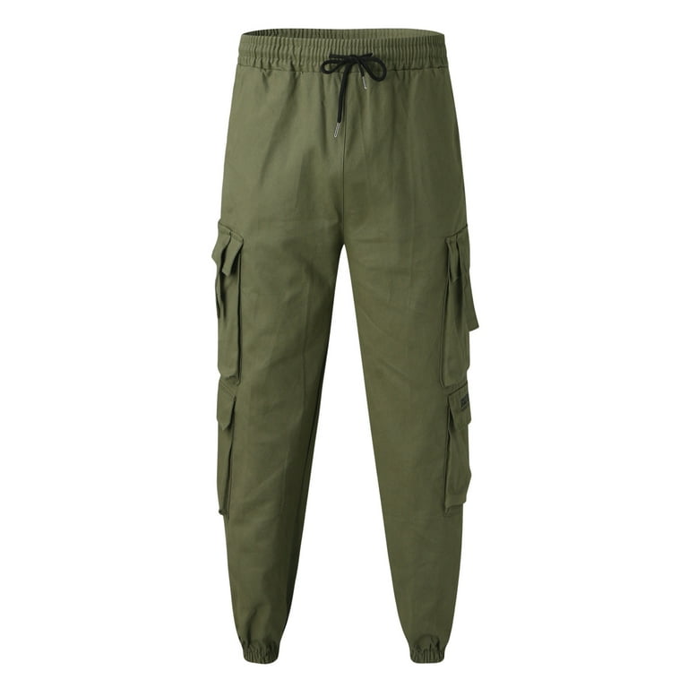 adviicd Men Pants Jeans Cargo Pants For Men Men's Harun Style Washable  Cotton Elastic Belt Solid Color Casual Pants Army Green 3XL