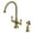 Brass, variant on Kingston Brass KS1763ALBS Vintage Two-Handle 2-Hole Kitchen Faucet with Brass Sprayer in Antique Brass