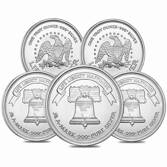 Lot of 5 - A-Mark 1 oz Silver Round .999 Fine