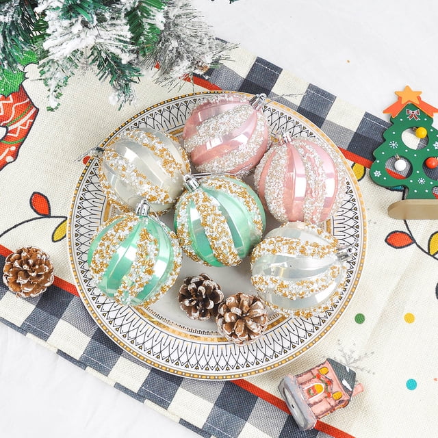 Christmas Ball Decoration Pendant Plastic Powder Ball Painted Ball Christmas Tree Ornaments Hollow Ball