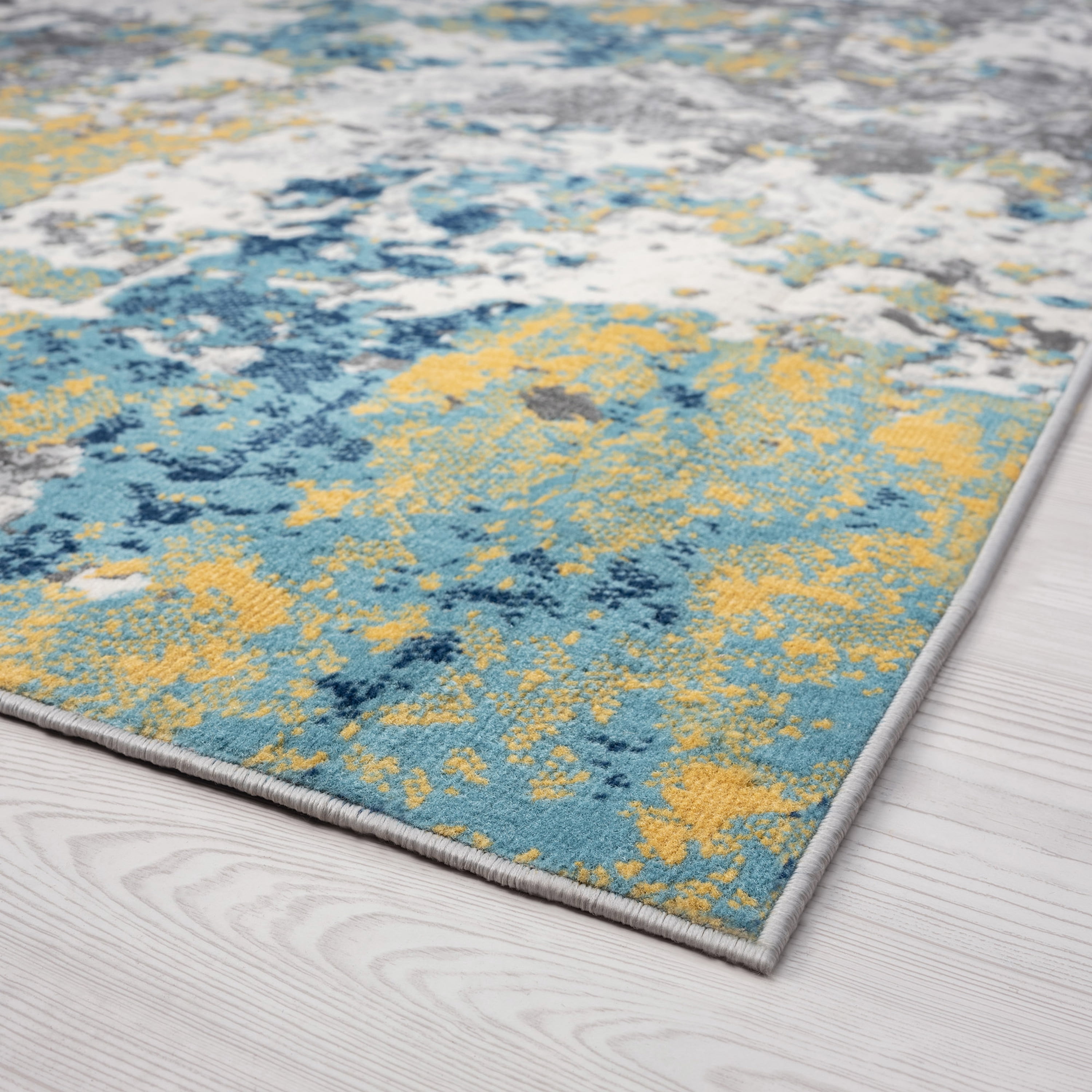 Contemporary 5x8 Area Rug (5'3'' x 7'3'') Abstract Gold, Gray Living Room Easy to Clean