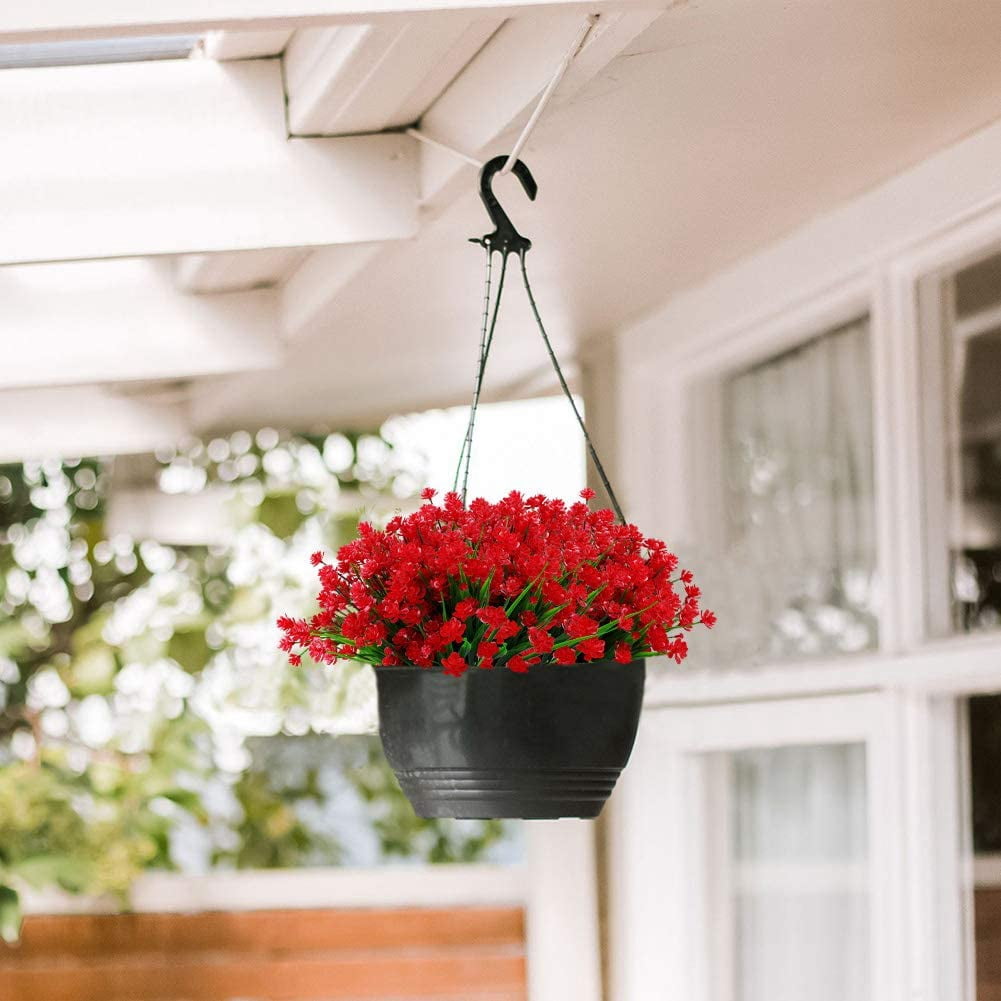 24 Bundles Artificial Flowers Lotus Outdoor Fake Flowers for Decoration UV Resistant No Fade Faux Plastic Plants Garden Porch Window Box Décor (Orchid)