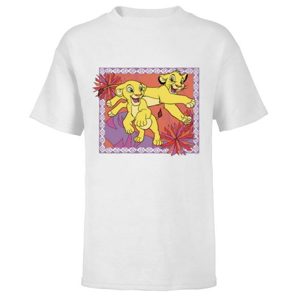 Disney The Lion King 30th Anniversary Simba & Nala Cubs - Short Sleeve T-Shirt for Kids - Customized-White