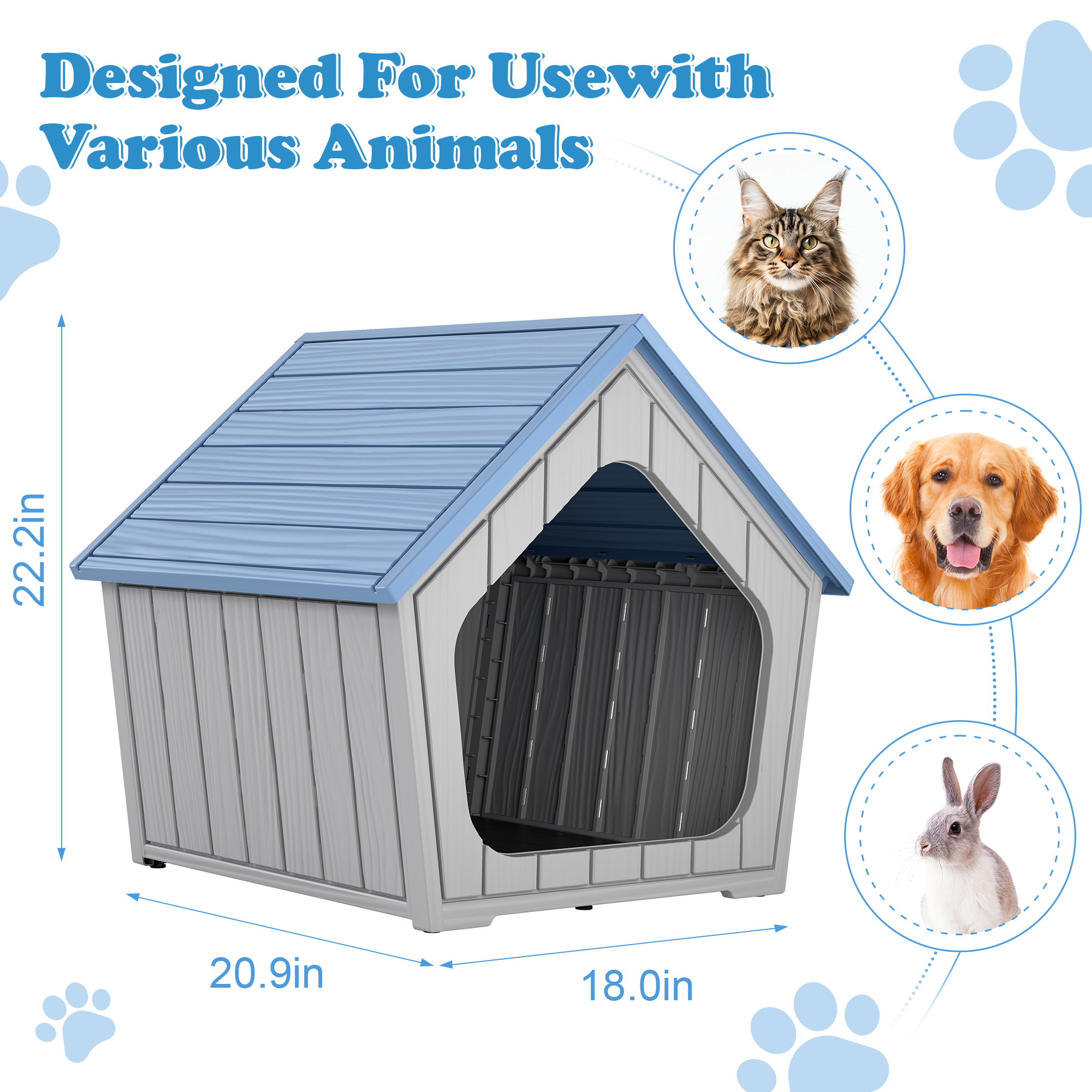 Bifanuo Weatherproof Outdoor Cat House - Insulated Resin Shelter for Indoor & Feral Cats