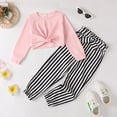 thumbnail image 3 of 5T Baby Girls Clothes 6 Years Little Girls 2PCS Fall Winter Outfits Set Little Girls Long Sleeve Top Stripe Pants Set Pink, 3 of 10