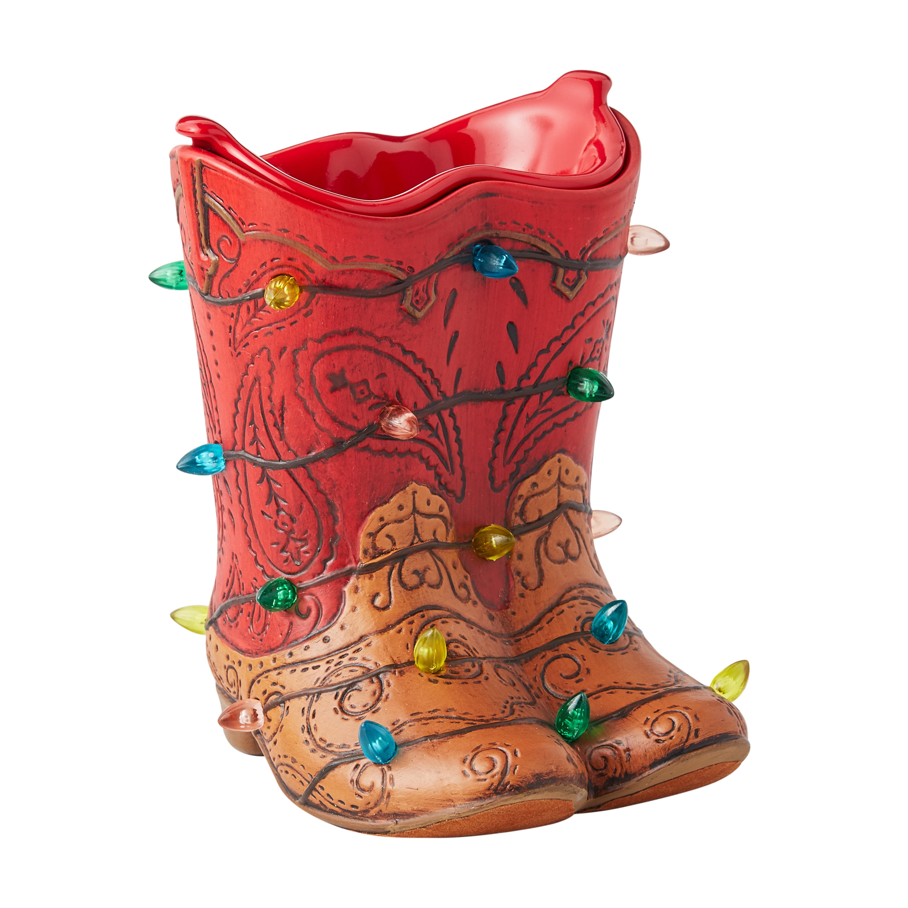 The Pioneer Woman Boots in Lights Full Size Holiday Ceramic Fragrance Warmer