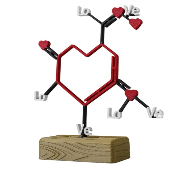 YaoZQ Valentine's Day Heart Ornament, Romantic Gift Series, Science Geek Style, 3D Printed Chemistry Love Molecule Statue, 5 in