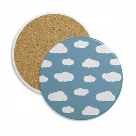 

White Cloud Blue Sky Weather Coaster Cup Mug Tabletop Protection Absorbent Stone