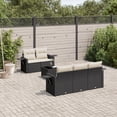 thumbnail image 1 of vidaXL 6 Piece Garden Sofa Set with Cushions Black Poly Rattan, 1 of 5
