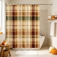 thumbnail image 4 of Warm Brown Checked Shower Curtain, Waterproof Shower Curtains for Bathroom, Fall Farmhouse Buffalo Plaid Washable Fabric Bathtub Curtain Set Bath Decor with 12 Hooks Standard 72"x72", 4 of 8