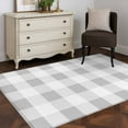 thumbnail image 3 of Grey White Buffalo Check 2.7x5 Area Rugs, Farmhouse Plaid Modern Geometric Non-Skid Rubber Backing Large Rectangle Rugs - Living Room Bedroom Home Office, Indoor Floor Mat Carpets Washable Rug, 3 of 9